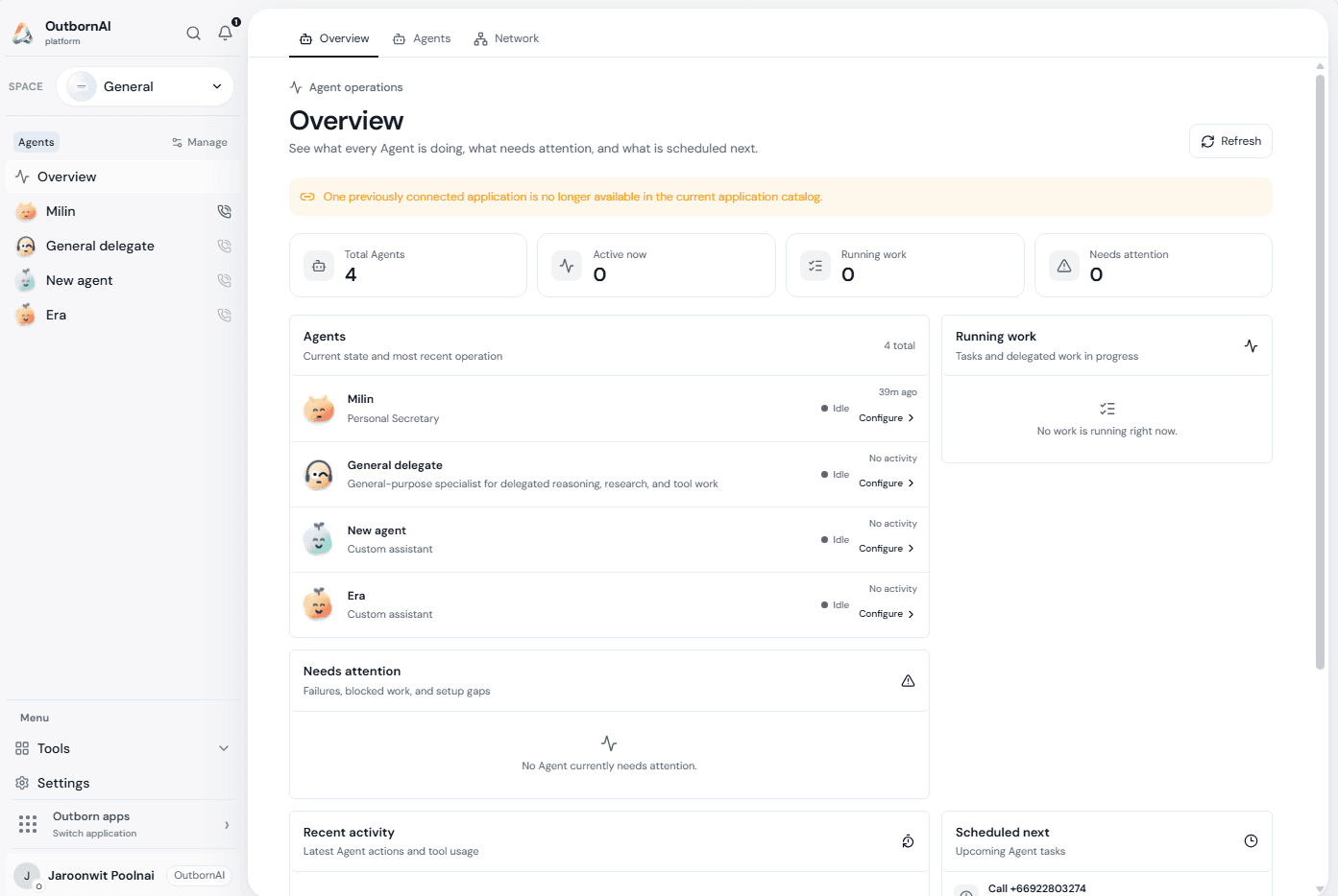 Outborn Agent Platform interface preview
